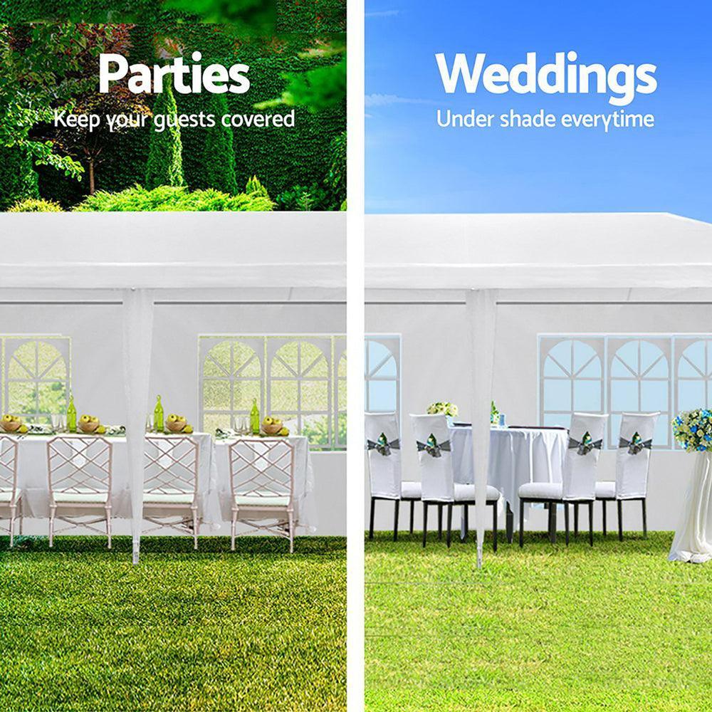 Instahut Gazebo 3x9m Outdoor Marquee side Wall Gazebos Tent Canopy Camping White 5 Panel - John Cootes