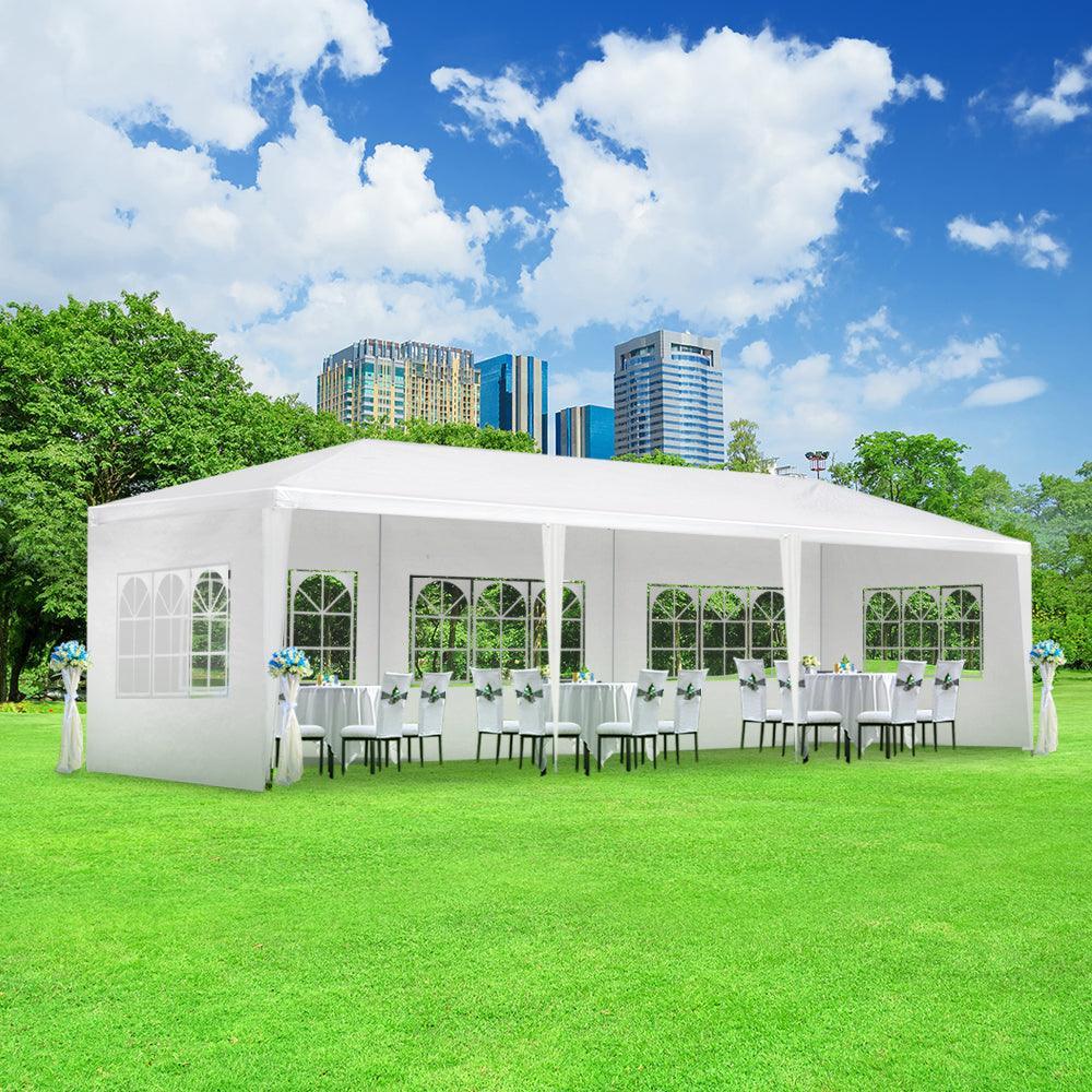 Instahut Gazebo 3x9m Outdoor Marquee side Wall Gazebos Tent Canopy Camping White 5 Panel - John Cootes