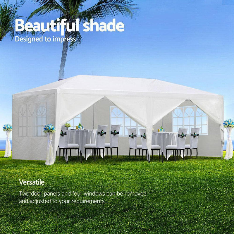 Instahut Gazebo Outdoor Marquee Wedding Gazebos Party Tent Camping White 3x6m - John Cootes