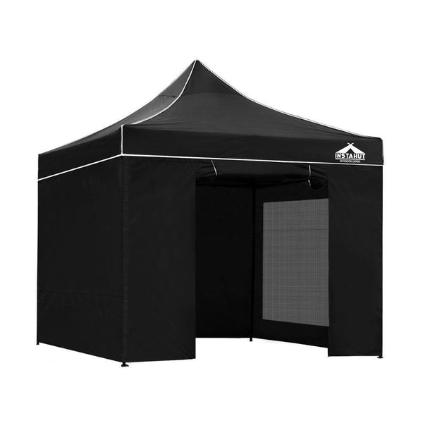 Instahut Gazebo Pop Up Marquee 3x3m Folding Wedding Tent Gazebos Shade Black - John Cootes