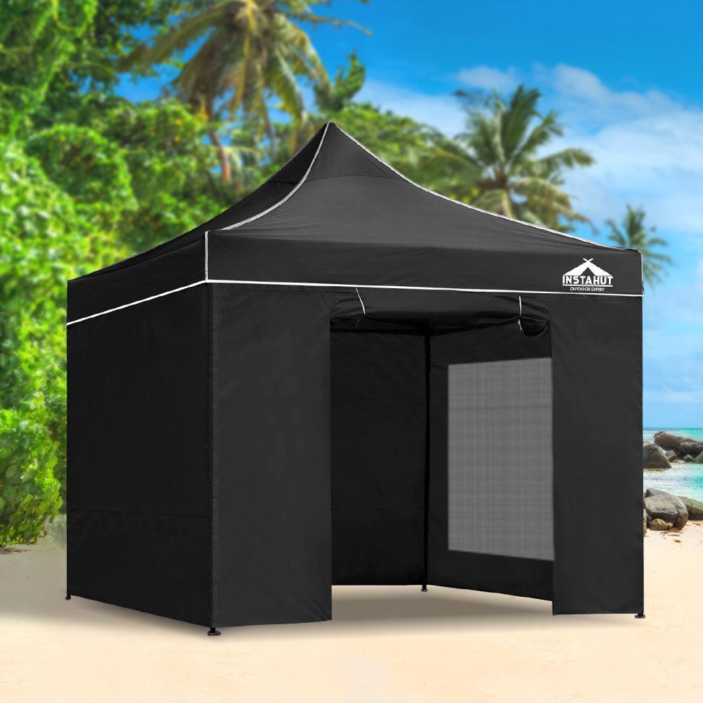 Instahut Gazebo Pop Up Marquee 3x3m Folding Wedding Tent Gazebos Shade Black - John Cootes