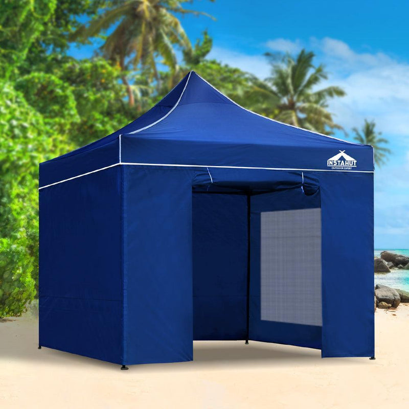 Instahut Gazebo Pop Up Marquee 3x3m Folding Wedding Tent Gazebos Shade Blue - John Cootes