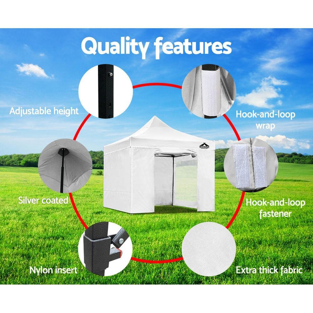 Instahut Gazebo Pop Up Marquee 3x3m Folding Wedding Tent Gazebos Shade White - John Cootes