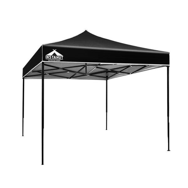 Instahut Gazebo Pop Up Marquee 3x3m Outdoor Tent Folding Wedding Gazebos Black - John Cootes