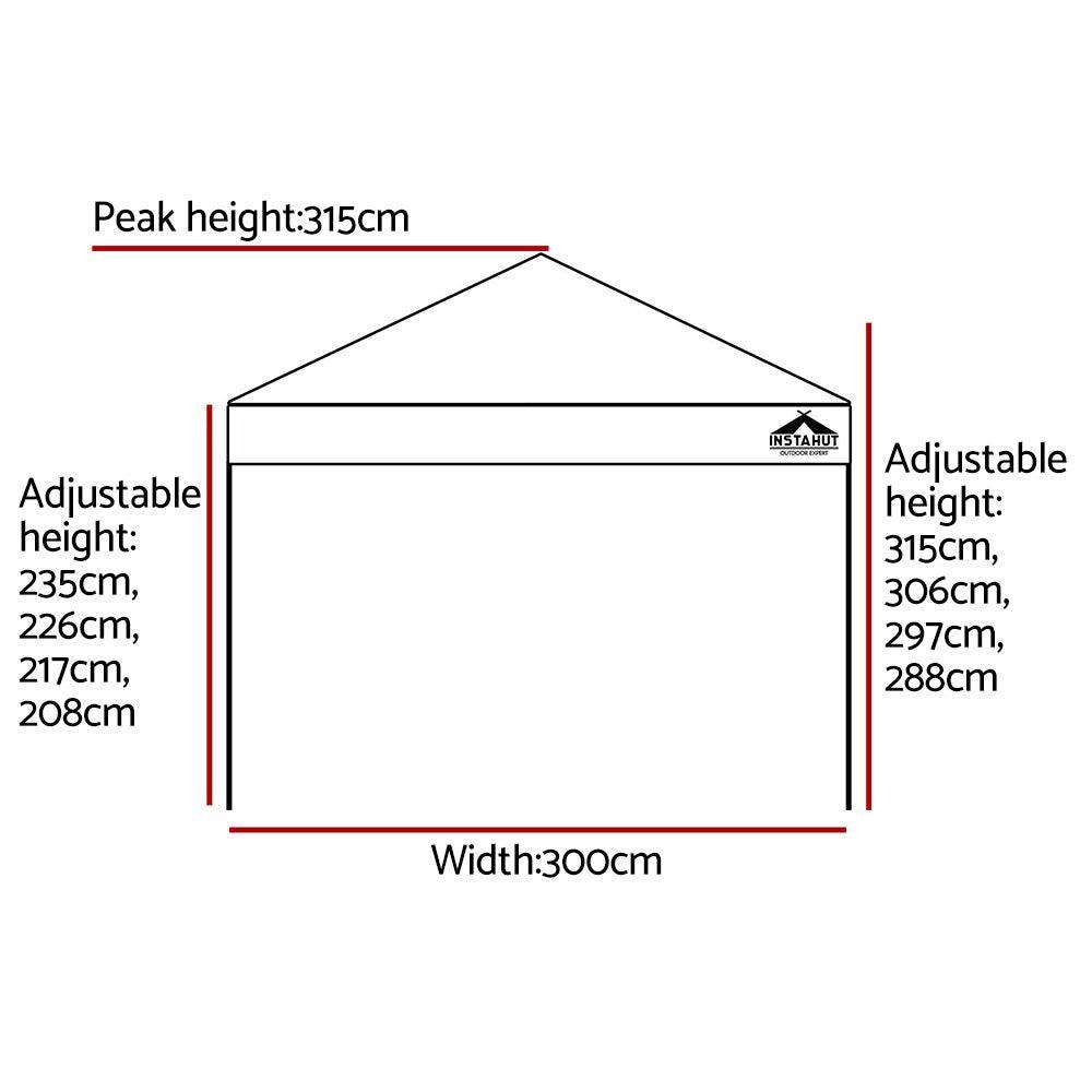 Instahut Gazebo Pop Up Marquee 3x3m Outdoor Tent Folding Wedding Gazebos Black - John Cootes