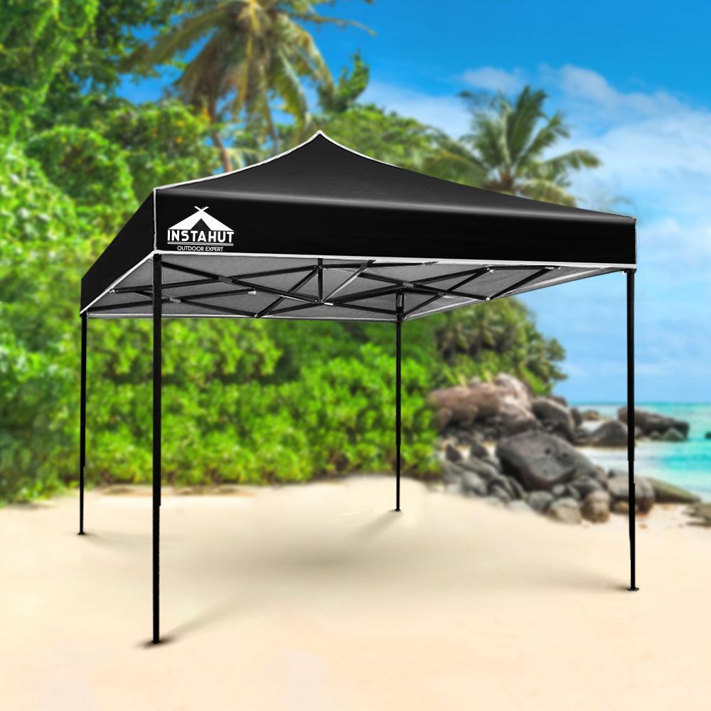 Instahut Gazebo Pop Up Marquee 3x3m Outdoor Tent Folding Wedding Gazebos Black - John Cootes