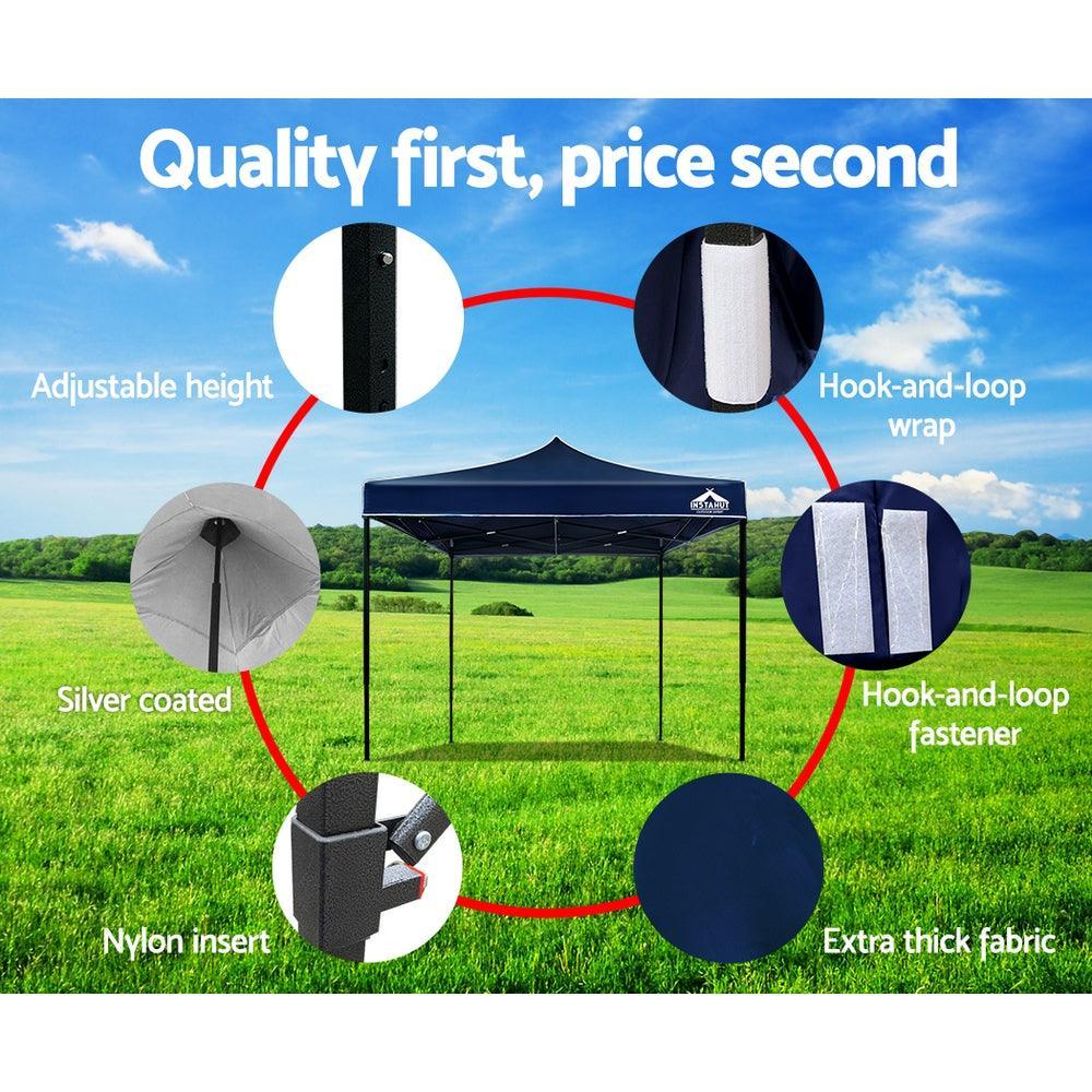 Instahut Gazebo Pop Up Marquee 3x3m Outdoor Tent Folding Wedding Gazebos Navy - John Cootes