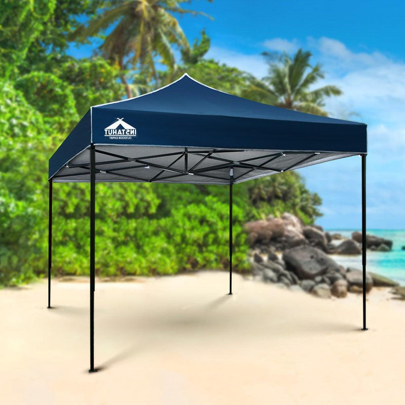 Instahut Gazebo Pop Up Marquee 3x3m Outdoor Tent Folding Wedding Gazebos Navy - John Cootes