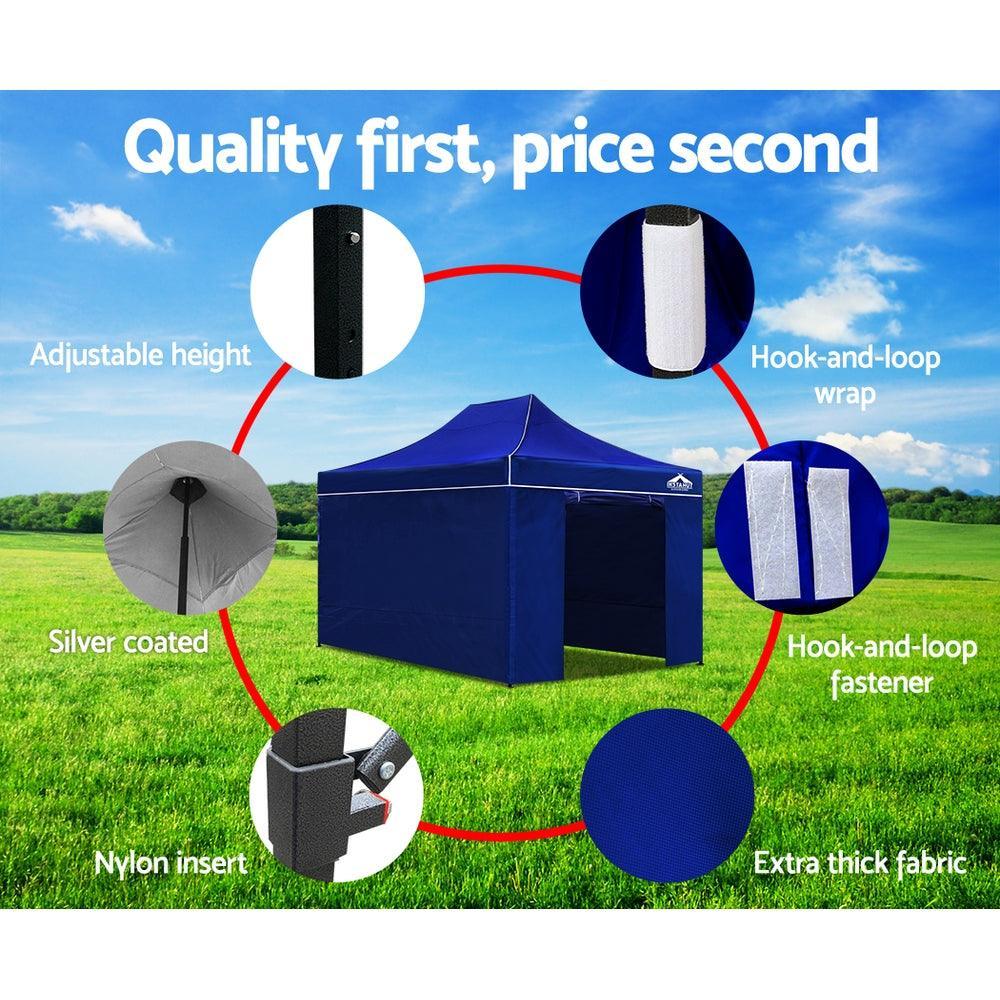 Instahut Gazebo Pop Up Marquee 3x4.5m Folding Wedding Tent Gazebos Shade Blue - John Cootes