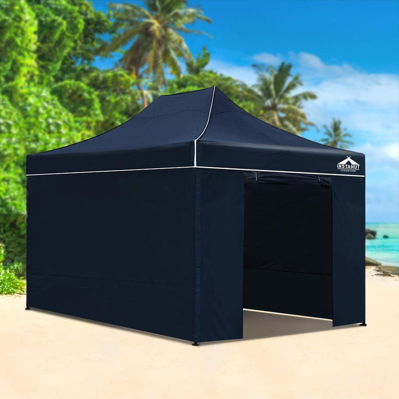 Instahut Gazebo Pop Up Marquee 3x4.5m Folding Wedding Tent Gazebos Shade Navy - John Cootes