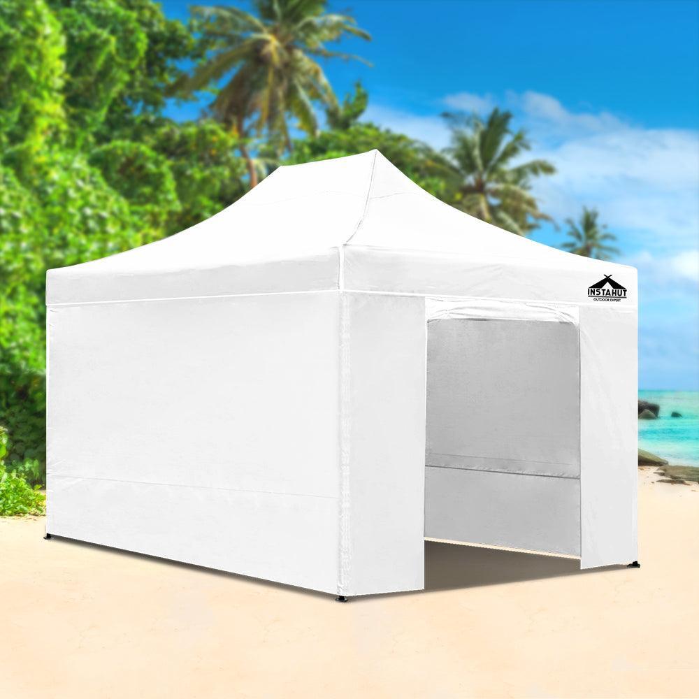 Instahut Gazebo Pop Up Marquee 3x4.5m Folding Wedding Tent Gazebos Shade White - John Cootes