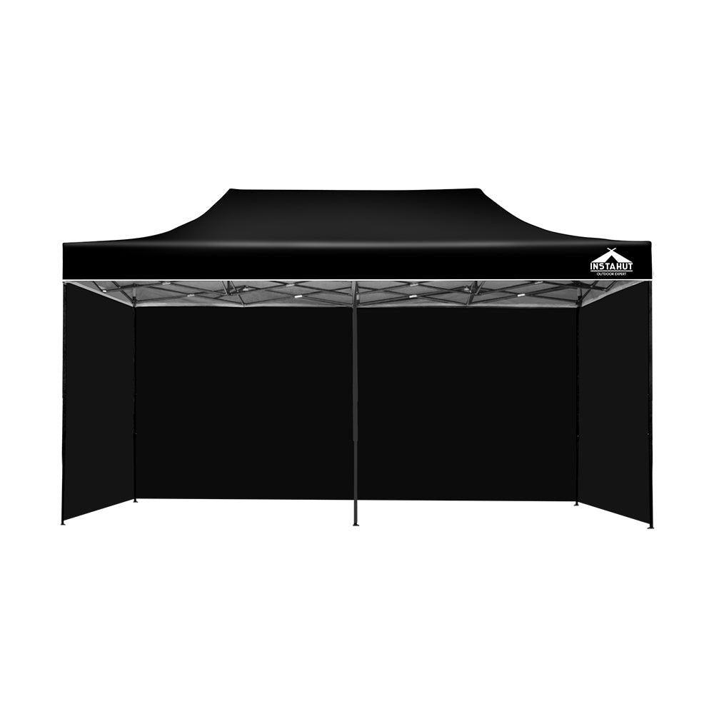 Instahut Gazebo Pop Up Marquee 3x6m Folding Wedding Tent Gazebos Shade Black - John Cootes