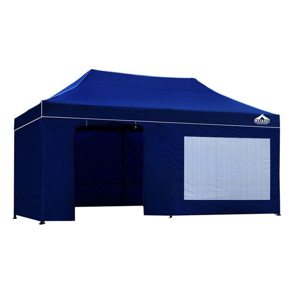 Instahut Gazebo Pop Up Marquee 3x6m Folding Wedding Tent Gazebos Shade Blue - John Cootes