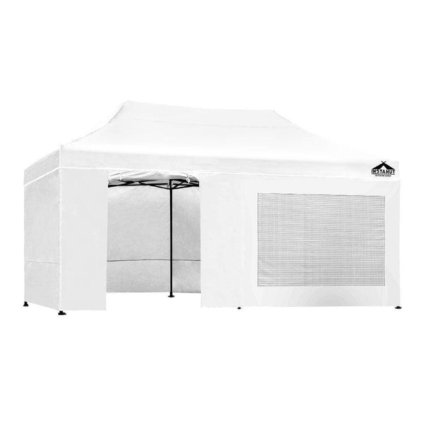 Instahut Gazebo Pop Up Marquee 3x6m Folding Wedding Tent Gazebos Shade White - John Cootes