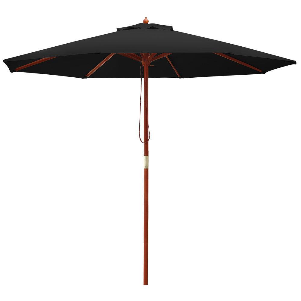 Instahut Outdoor Umbrella 2.7M Pole Cantilever Stand Garden Umbrellas Patio Black - John Cootes