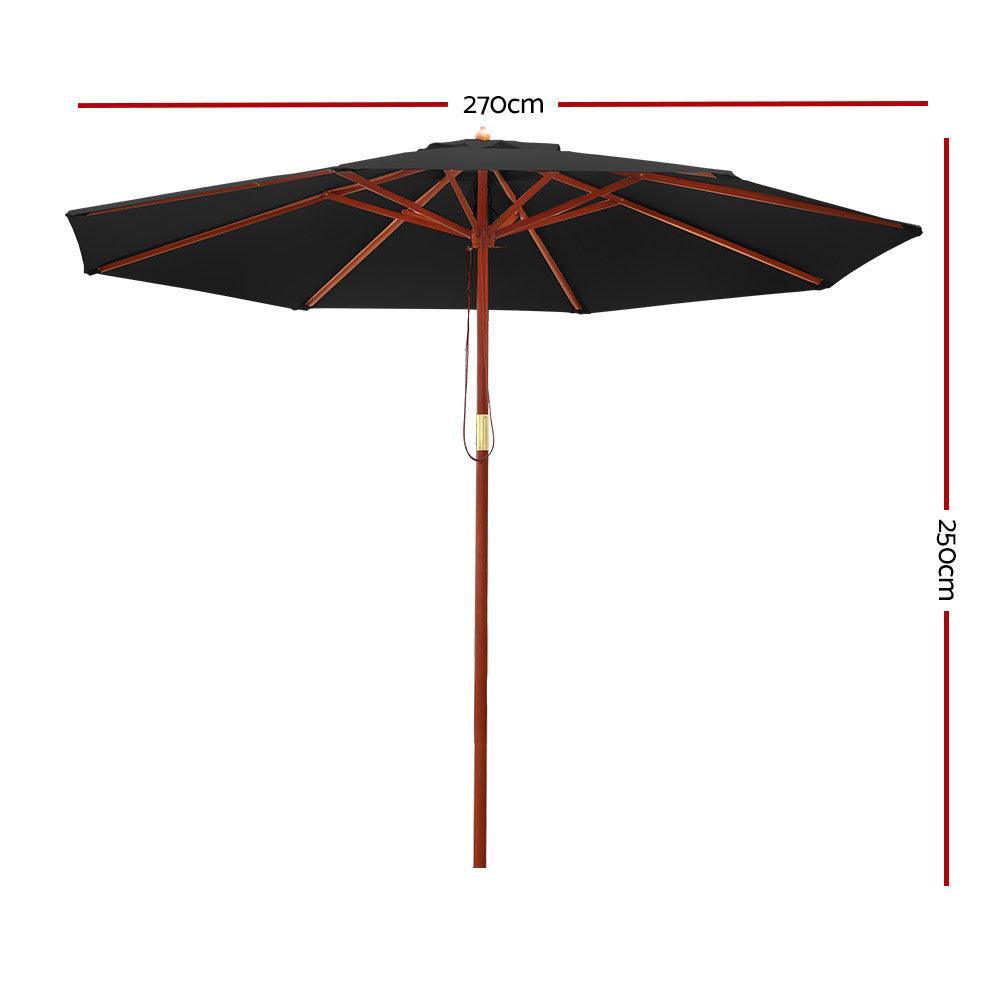 Instahut Outdoor Umbrella 2.7M Pole Cantilever Stand Garden Umbrellas Patio Black - John Cootes