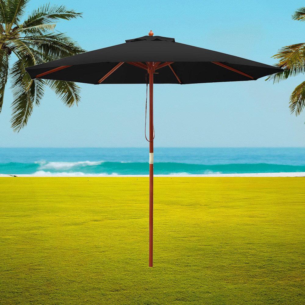 Instahut Outdoor Umbrella 2.7M Pole Cantilever Stand Garden Umbrellas Patio Black - John Cootes