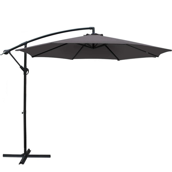 Instahut Outdoor Umbrella 3M Cantilever Beach Garden Patio Charcoal - John Cootes