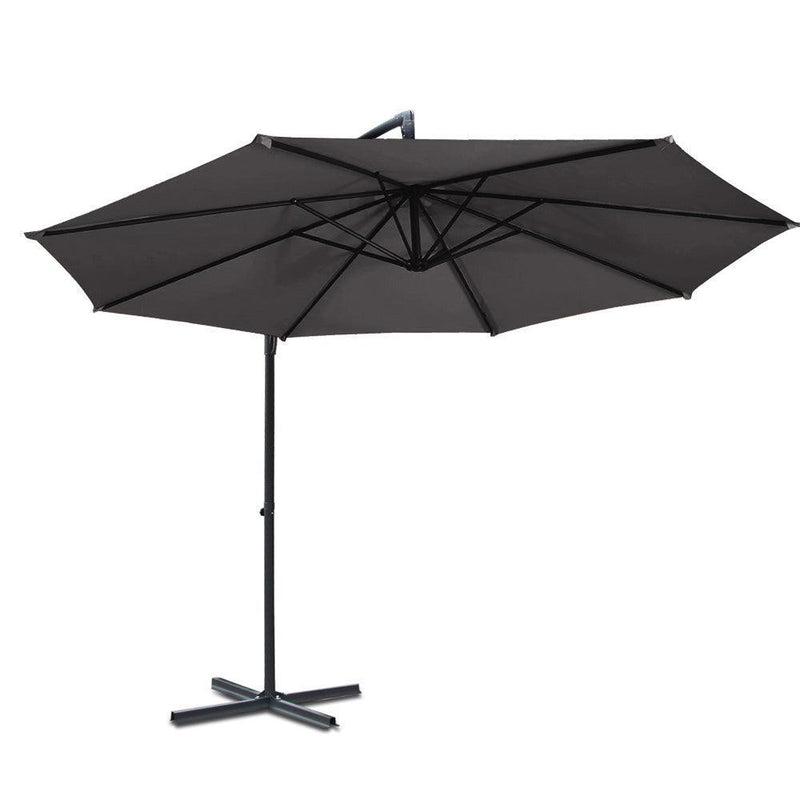 Instahut Outdoor Umbrella 3M Cantilever Beach Garden Patio Charcoal - John Cootes