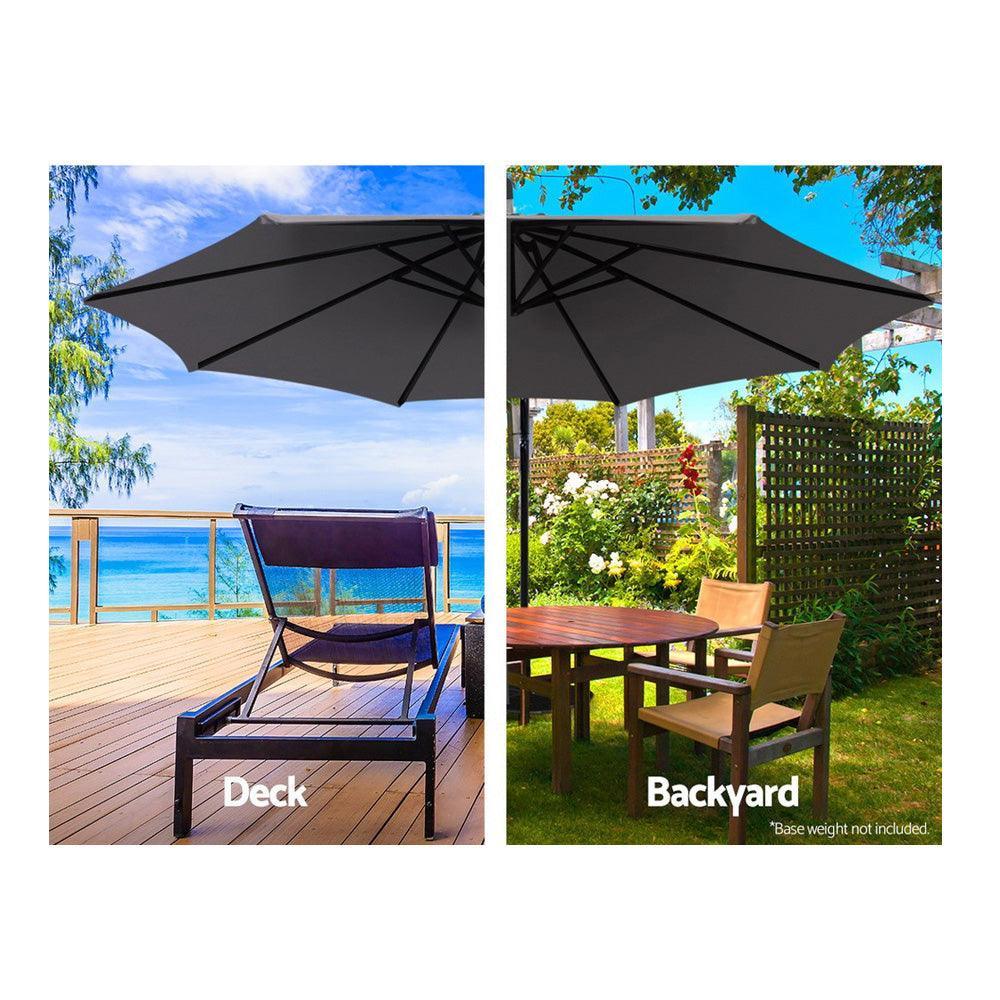 Instahut Outdoor Umbrella 3M Cantilever Beach Garden Patio Charcoal - John Cootes