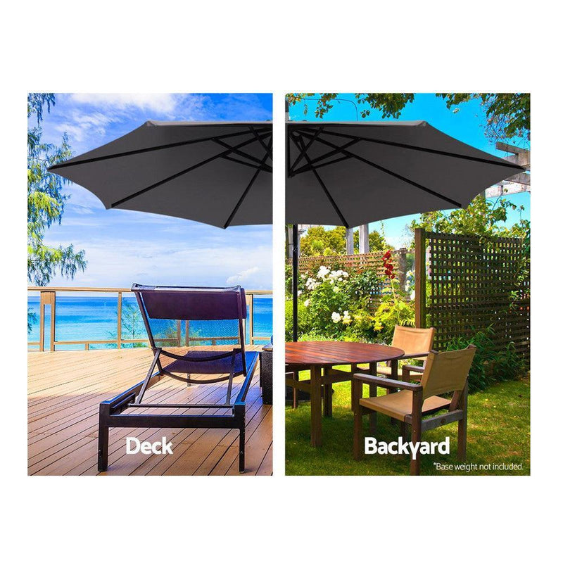 Instahut Outdoor Umbrella 3M Cantilever Beach Garden Patio Charcoal - John Cootes