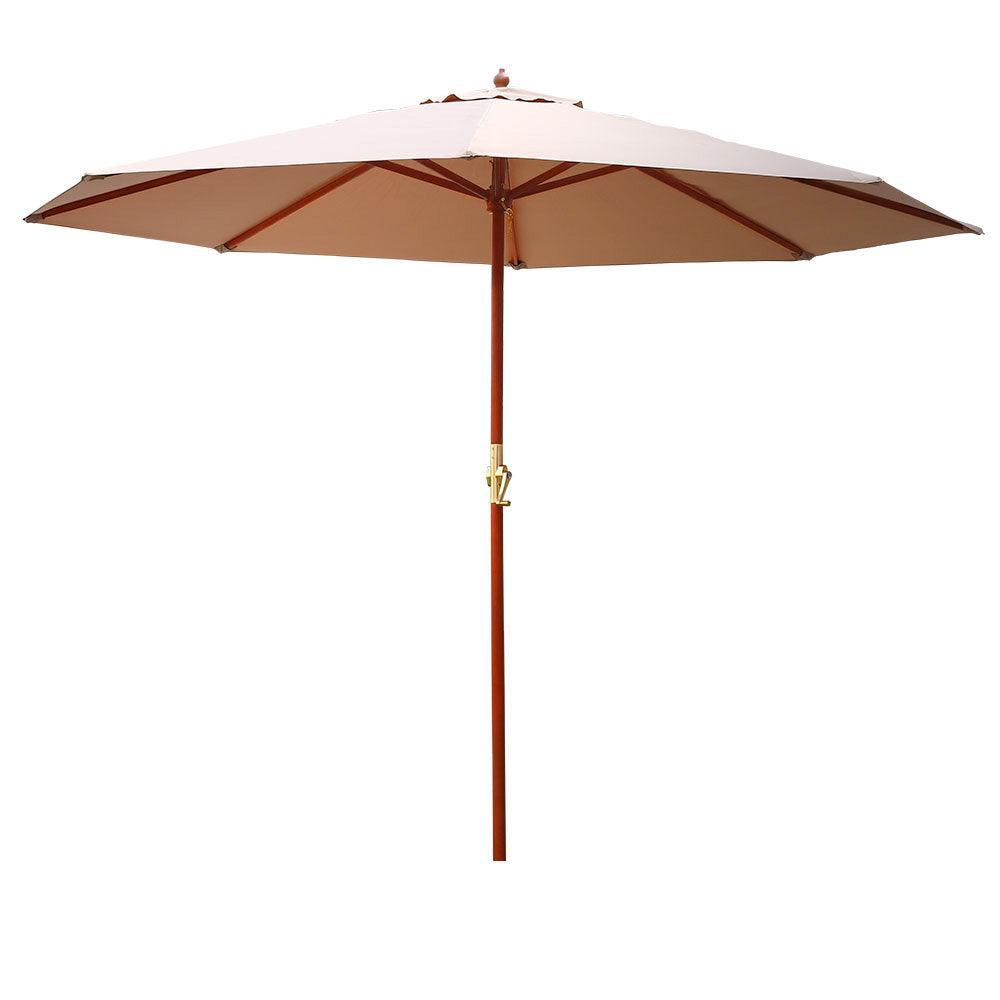 Instahut Outdoor Umbrella 3M Pole Cantilever Stand Garden Umbrellas Patio Beige - John Cootes