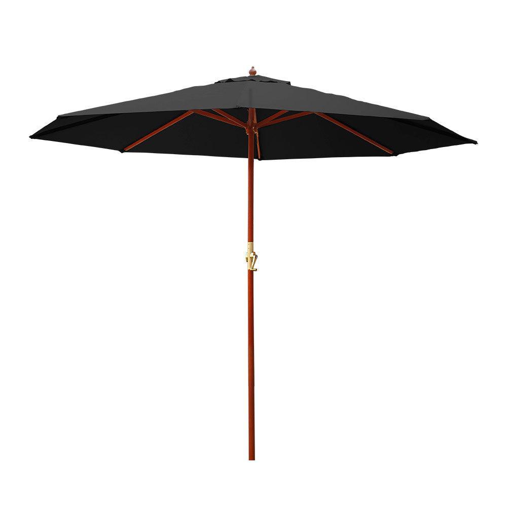 Instahut Outdoor Umbrella 3M Pole Cantilever Stand Garden Umbrellas Patio Black - John Cootes