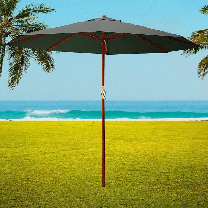 Instahut Outdoor Umbrella 3M Pole Umbrellas Stand Sun Beach Garden Deck Charcoal - John Cootes