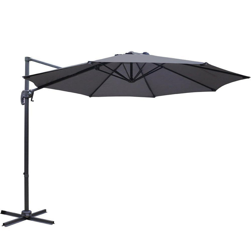 Instahut Outdoor Umbrella 3M Roma Cantilever Beach Furniture Garden 360 Degree Charcoal - John Cootes