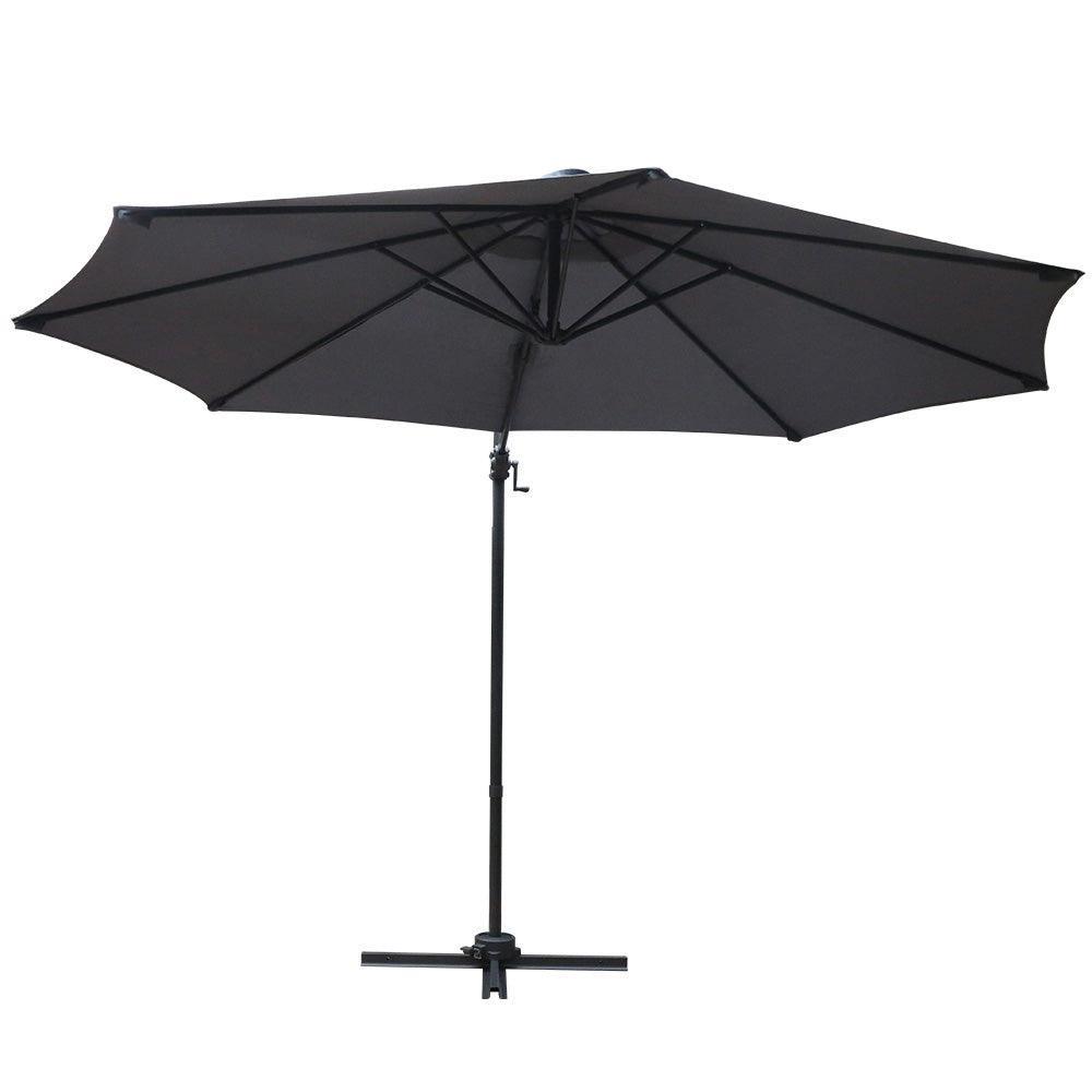 Instahut Outdoor Umbrella 3M Roma Cantilever Beach Furniture Garden 360 Degree Charcoal - John Cootes