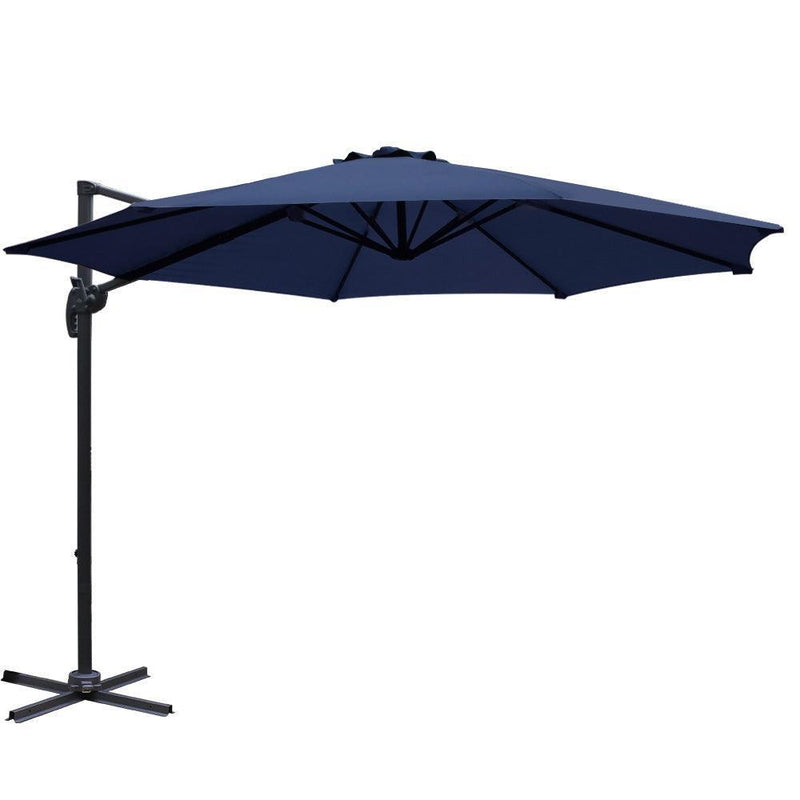 Instahut Outdoor Umbrella 3M Roma Cantilever Beach Furniture Garden 360 Degree Navy - John Cootes