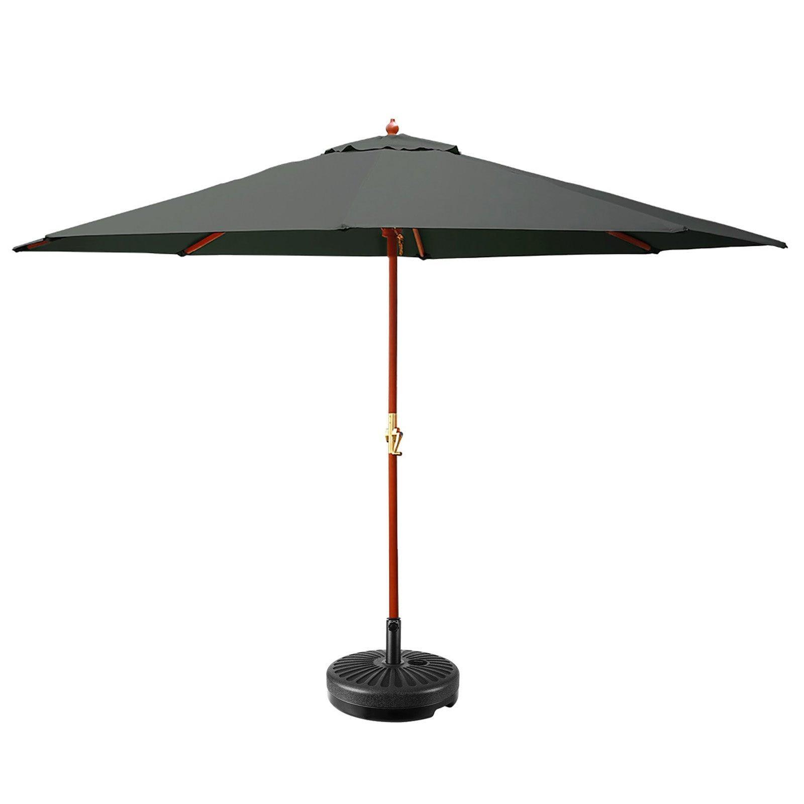 Instahut Outdoor Umbrella Pole Umbrellas 3M W/ Base Garden Stand Deck Charcoal - John Cootes