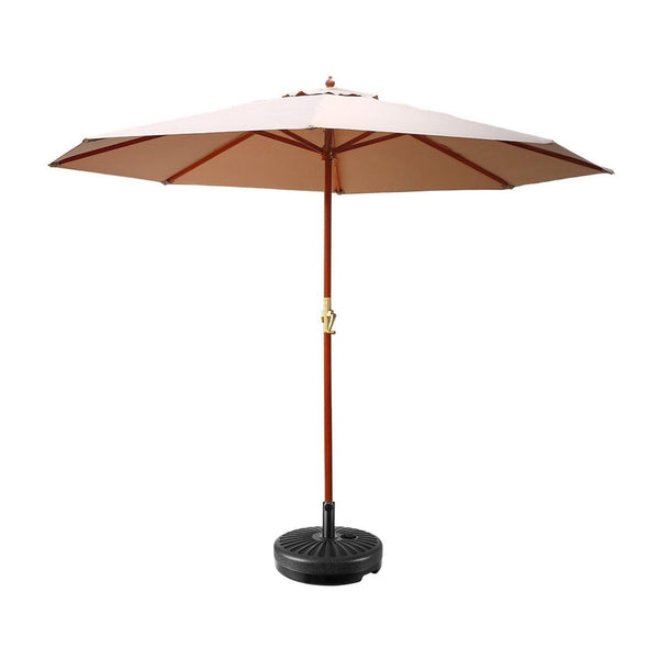 Instahut Outdoor Umbrella Pole Umbrellas 3M with Base Garden Stand Deck Beige - John Cootes