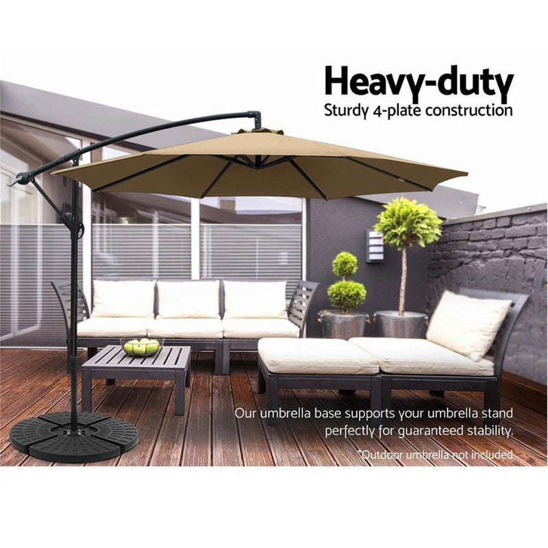 Instahut Outdoor Umbrella Stand 4 x Base Pod Plate Sand/Water Patio Cantilever Fanshaped - John Cootes