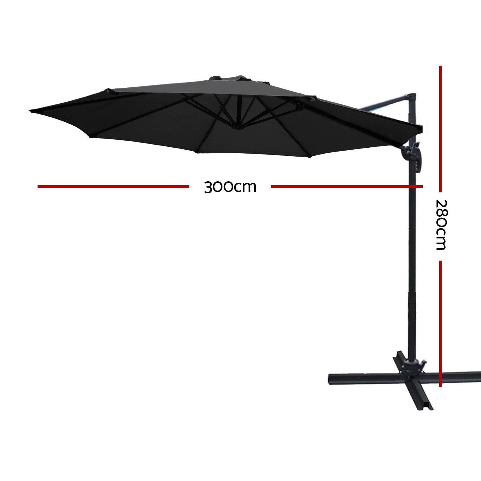 Instahut Roma Outdoor Umbrella - Black - John Cootes