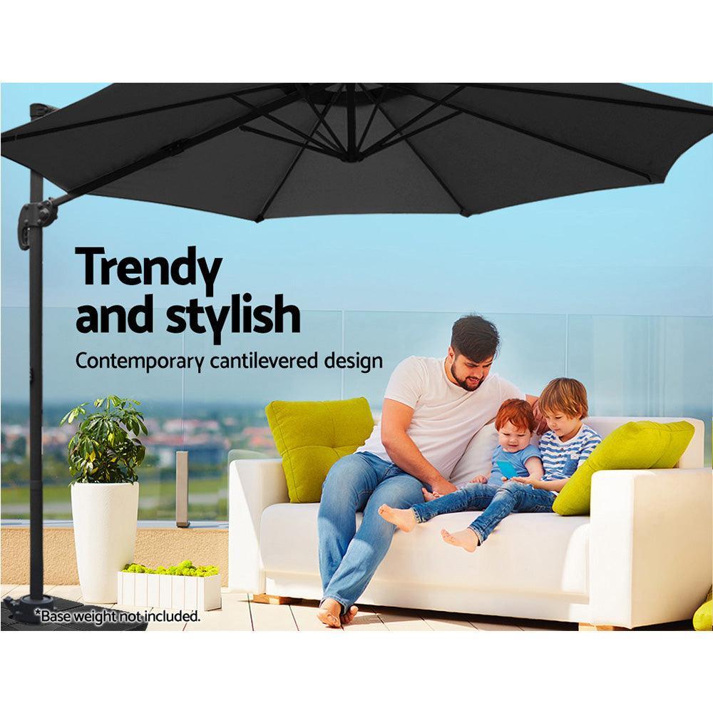 Instahut Roma Outdoor Umbrella - Black - John Cootes