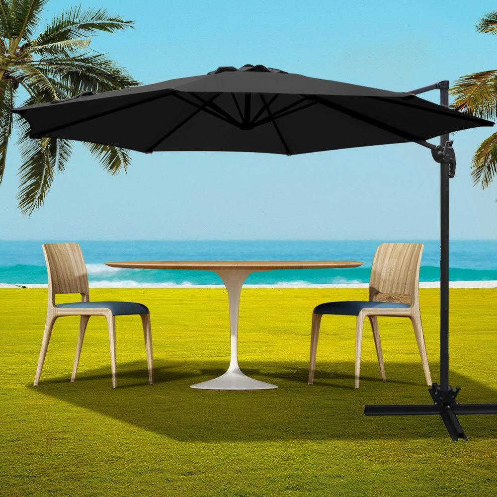 Instahut Roma Outdoor Umbrella - Black - John Cootes