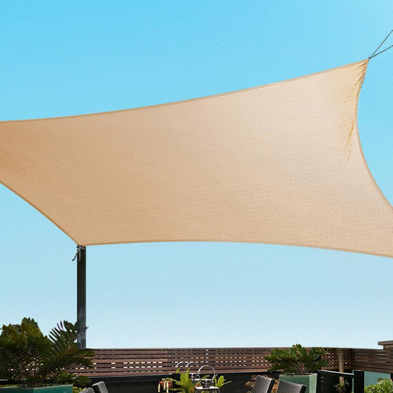 Instahut Shade Sail Cloth Rectangle Shadesail Heavy Duty Sand Sun Canopy 6x6m - John Cootes