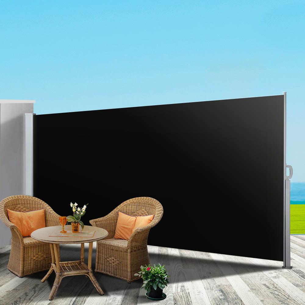 Instahut Side Awning Outdoor Blinds Sun Shade Retractable Screen 1.8X3M BK - John Cootes