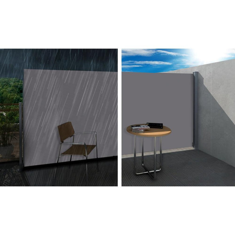 Instahut Side Awning Sun Shade Outdoor Blinds Retractable Screen 1.4X3M GR - John Cootes