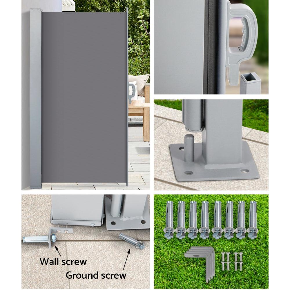 Instahut Side Awning Sun Shade Outdoor Blinds Retractable Screen 1.4X3M GR - John Cootes