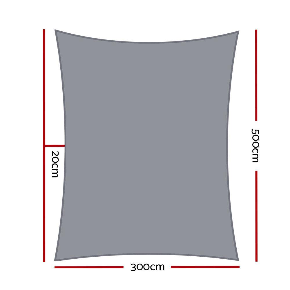 Instahut Sun Shade Sail Cloth Canopy Shadecloth Awning Outdoor Rectangle 280gsm - John Cootes