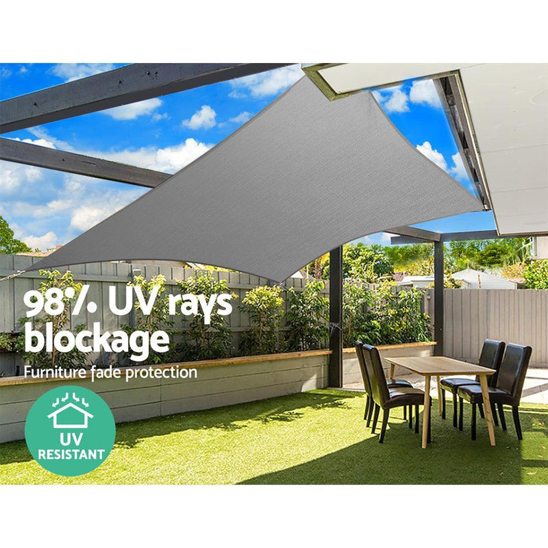 Instahut Sun Shade Sail Cloth Shadecloth Outdoor Canopy Rectangle 280gsm 5x6m - John Cootes