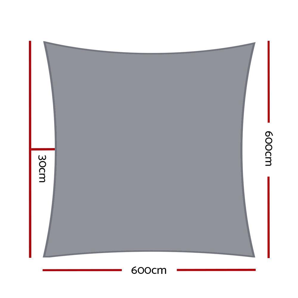 Instahut Sun Shade Sail Cloth Shadecloth Outdoor Canopy Square 280gsm 6x6m - John Cootes