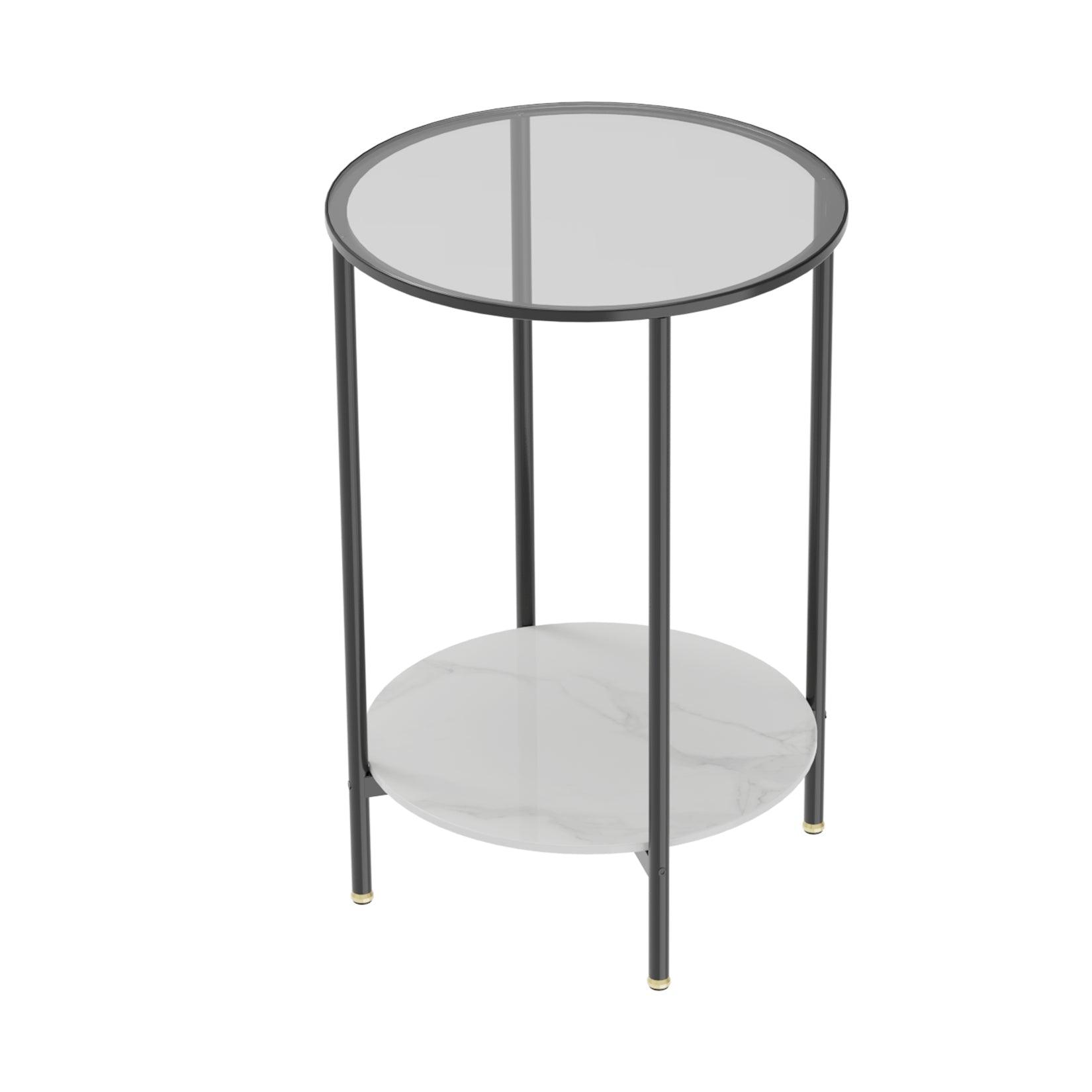 Interior Ave - Cosmopolitan Two Tier Mix Side Table - Marble & Glass - John Cootes