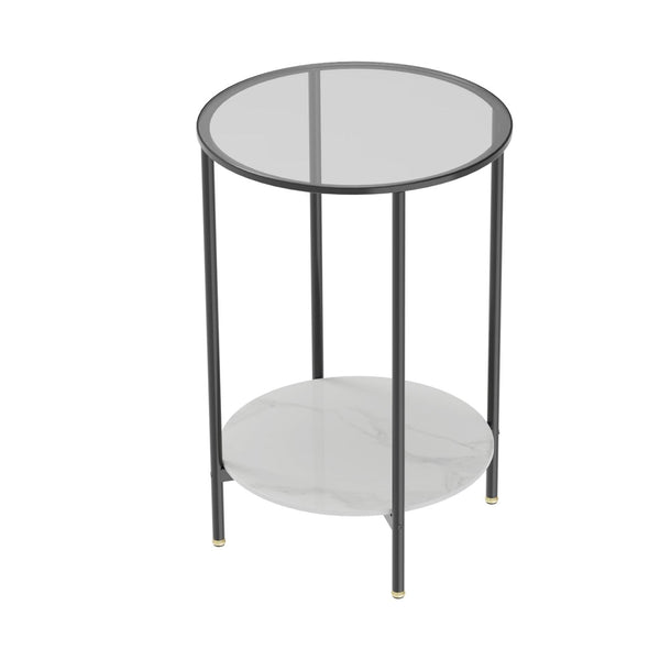 Interior Ave - Cosmopolitan Two Tier Mix Side Table - Marble & Glass - John Cootes