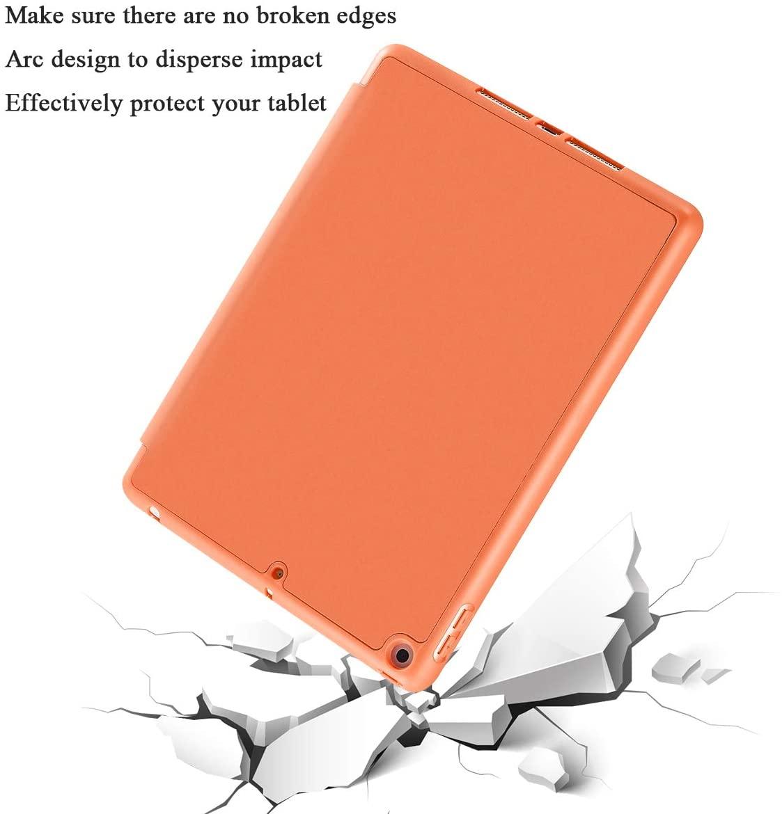 IPad 10.2 2019 7th Pencil Holder Slim Smart TPU Soft Case Orange - John Cootes