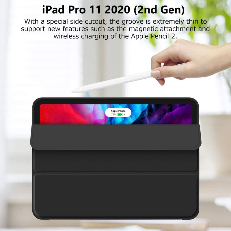iPad Pro 11 Inch 2020 Soft Tpu Smart Premium Case Auto Sleep Wake Stand Cover Pencil holder Black - John Cootes