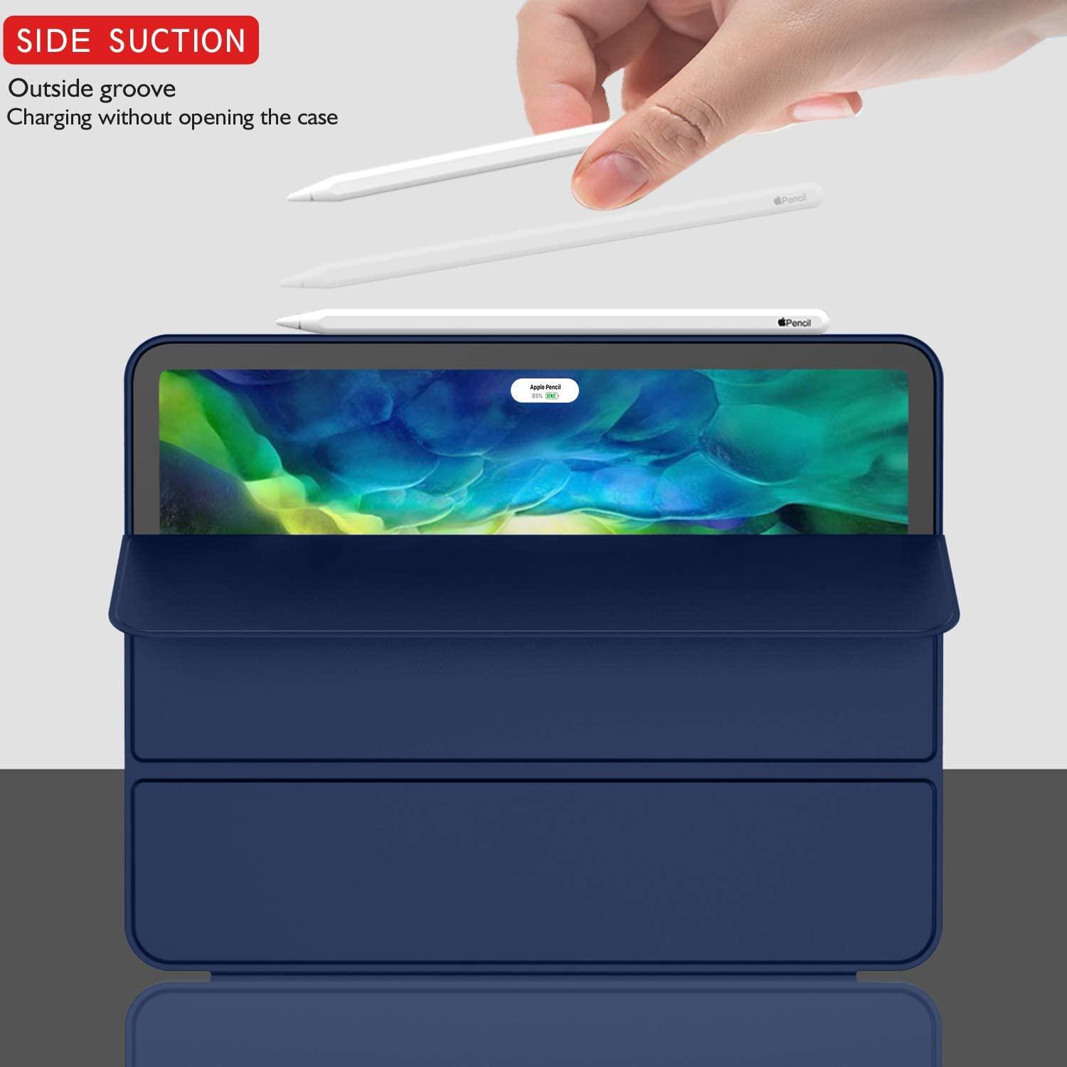 iPad Pro 11 Inch 2020 Soft Tpu Smart Premium Case Auto Sleep Wake Stand Cover Pencil holder navy blue - John Cootes