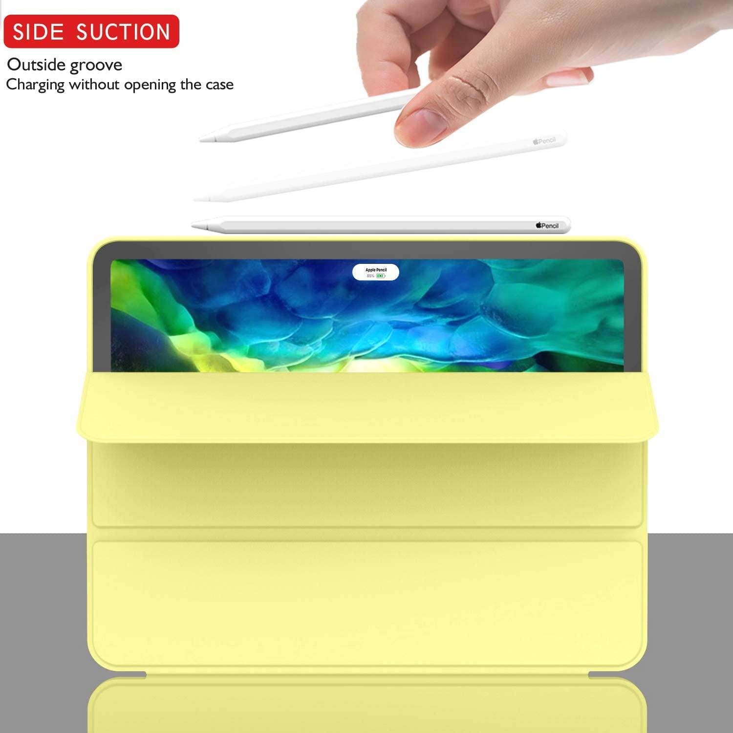 iPad Pro 11 Inch 2020 Soft Tpu Smart Premium Case Auto Sleep Wake Stand Cover Pencil holder Yellow - John Cootes